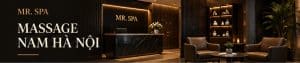 Ảnh minh họa khu tiếp đón spa dành cho nam với ghế nghỉ và ánh sáng ấm.