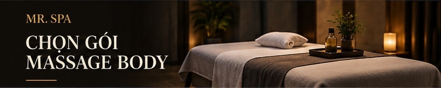 Ảnh minh họa giường massage với khăn phủ, đồ dùng gọn gàng và ánh sáng ấm.