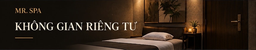 Ảnh minh họa phòng spa đơn với giường massage, khăn gọn và đèn ánh vàng.